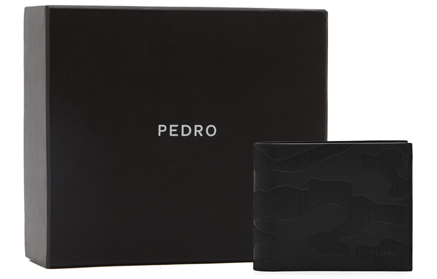 PEDRO Текстильный кошелек для карт из телячьей кожи, мужской, черный/умбра