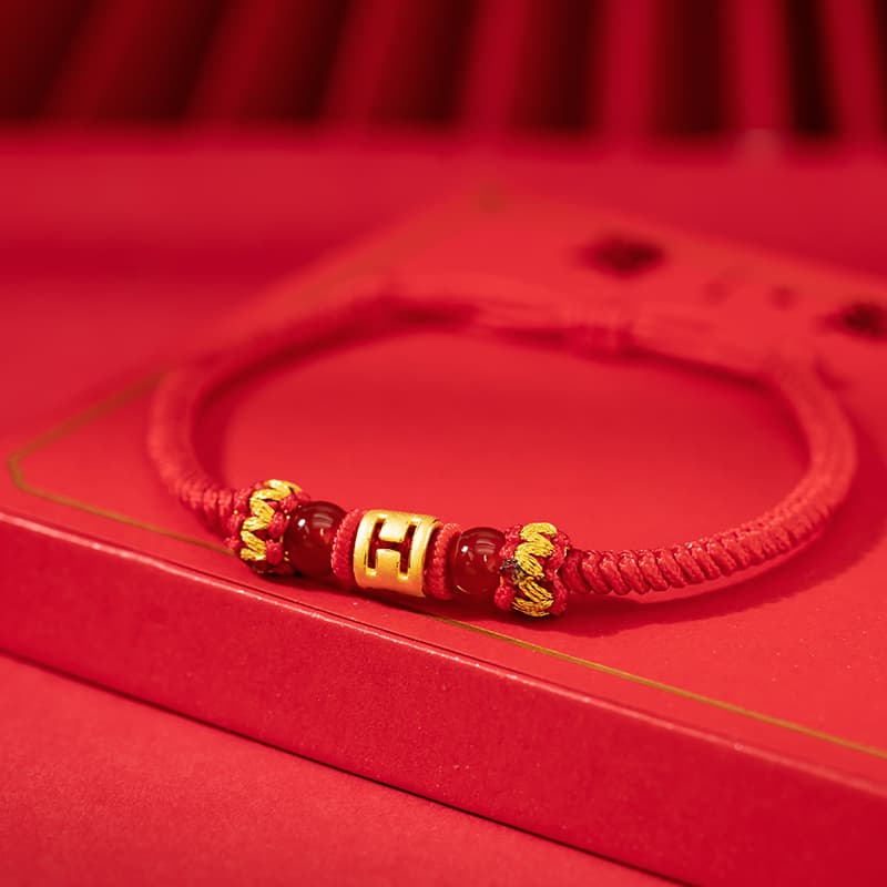 LOVING 26 Буква Фортуна Браслет из бисера 3D Твердое золото # Удачи Твердое золото 999 Фиксированная цена Золотой браслет унисекс