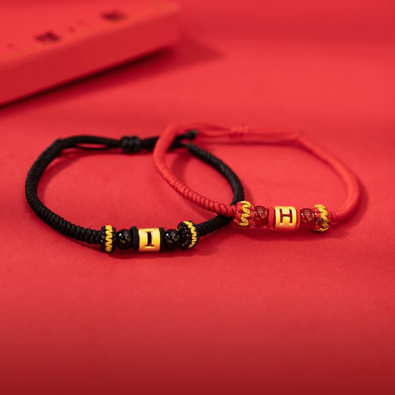 LOVING 26 Буква Фортуна Браслет из бисера 3D Твердое золото # Удачи Твердое золото 999 Фиксированная цена Золотой браслет унисекс