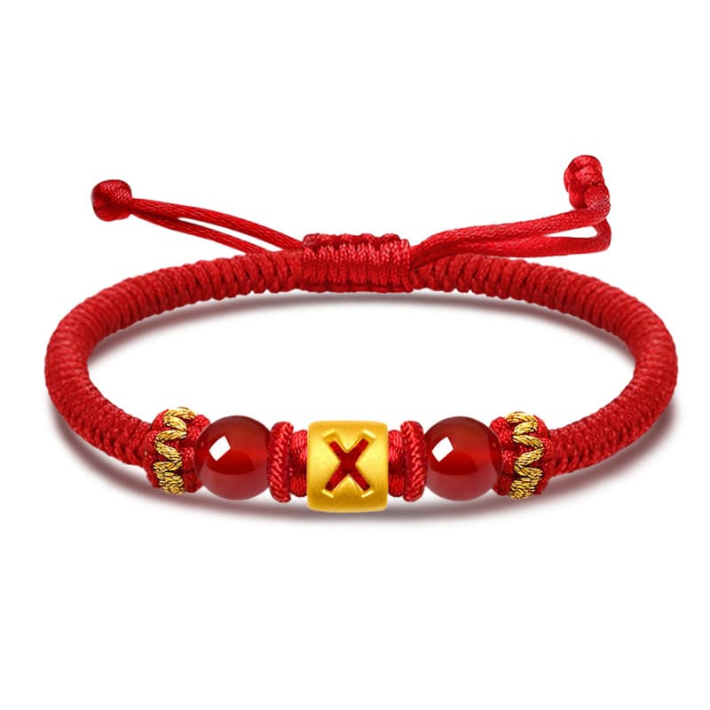 LOVING 26 Буква Фортуна Браслет из бисера 3D Твердое золото # Удачи Твердое золото 999 Фиксированная цена Золотой браслет унисекс