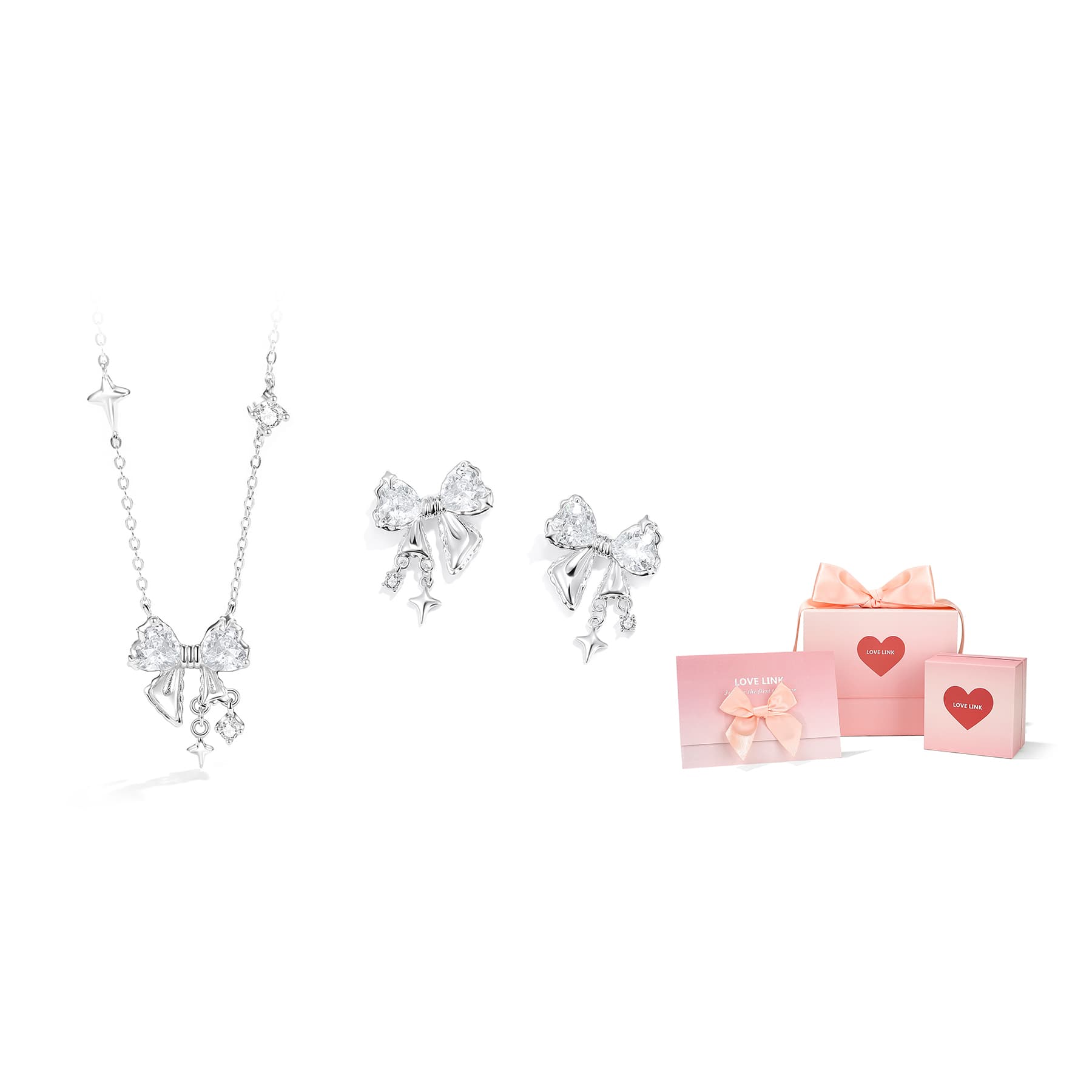 Женские серьги-гвоздики Love Link из сплава/серебра 925 пробы, серебристо-белые