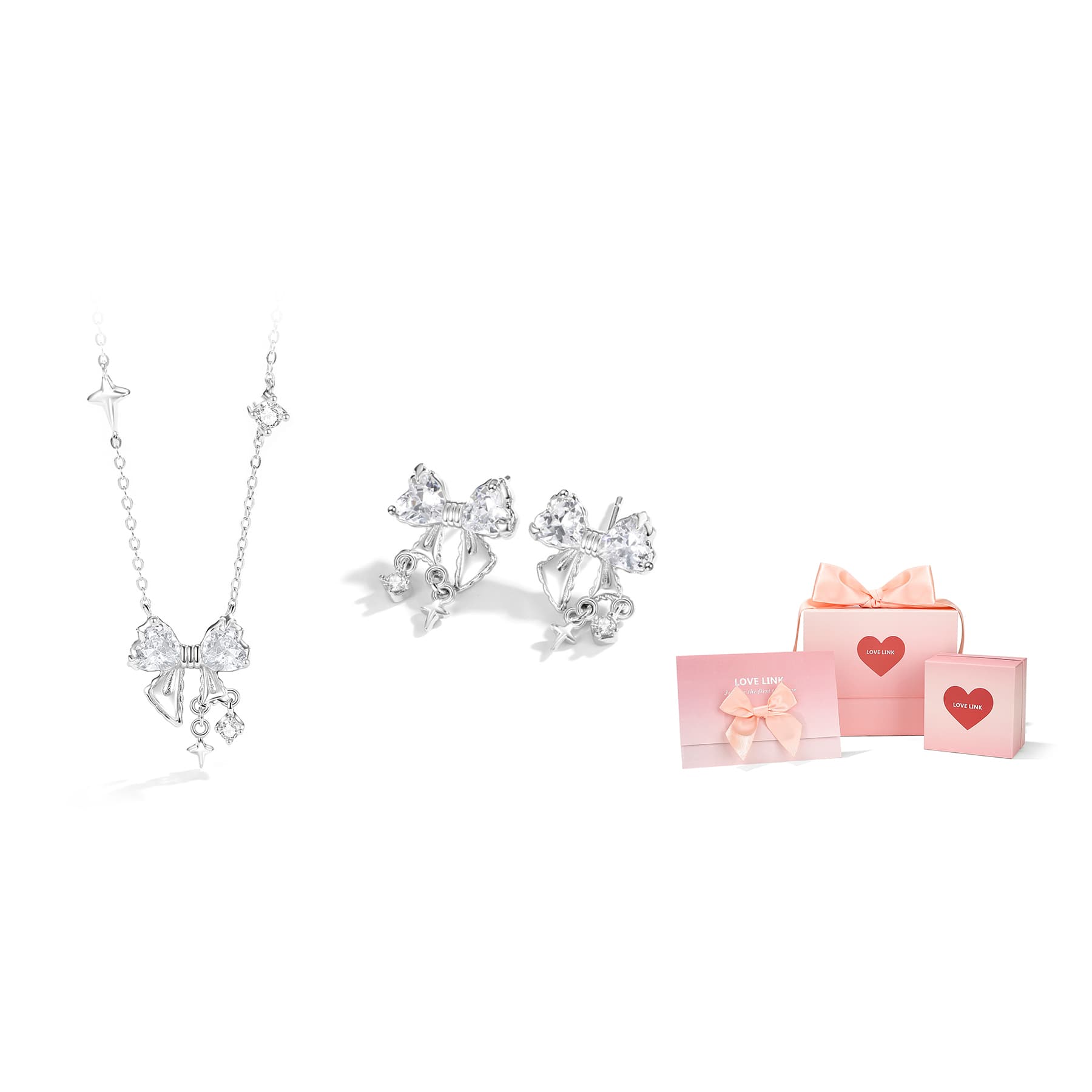 Женские серьги-гвоздики Love Link из сплава/серебра 925 пробы, серебристо-белые