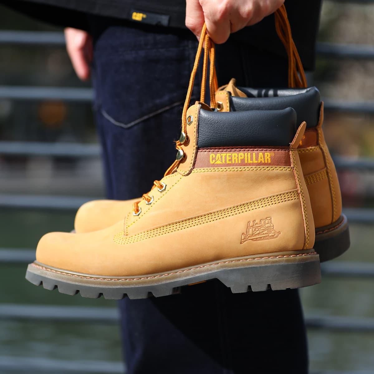 Устойчивые к истиранию, противоскользящие, уличные ботинки для экипажа серии CAT Colorado, унисекс, желтые