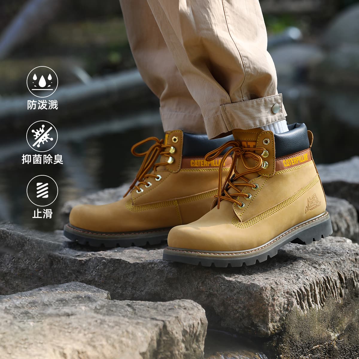 Устойчивые к истиранию, противоскользящие, уличные ботинки для экипажа серии CAT Colorado, унисекс, желтые