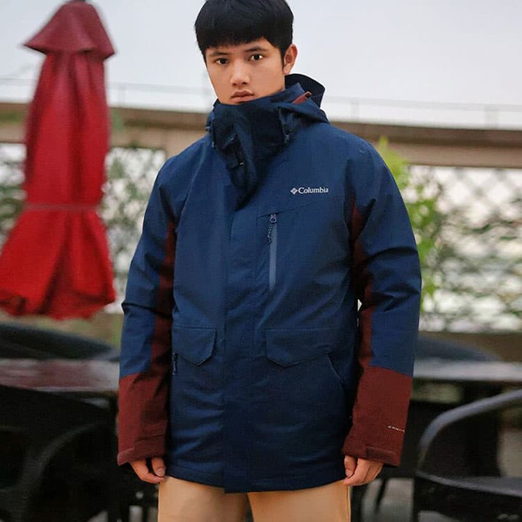 Коллекция Columbia City Outdoor, водонепроницаемая, ветрозащитная, теплоотражающая ветровка для пешего туризма, мужская синяя куртка