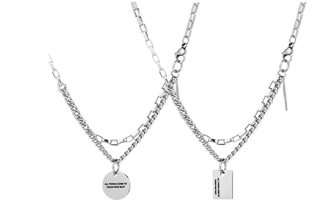 AKAK Ожерелья из титановой стали унисекс, серебро