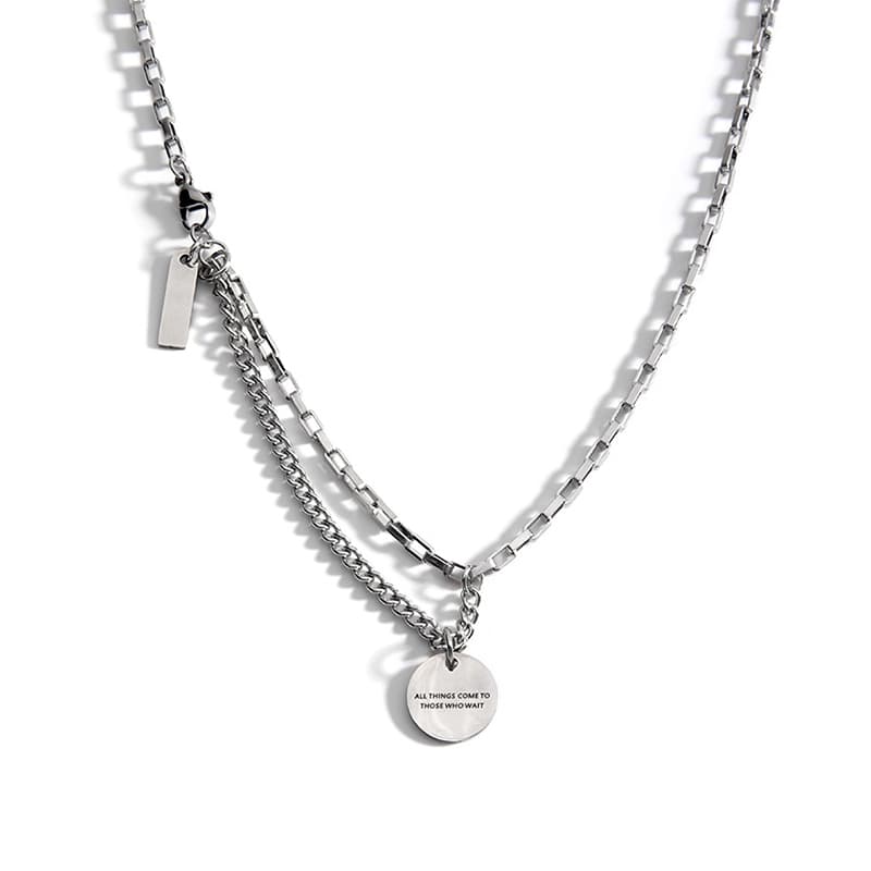 AKAK Ожерелья из титановой стали унисекс, серебро