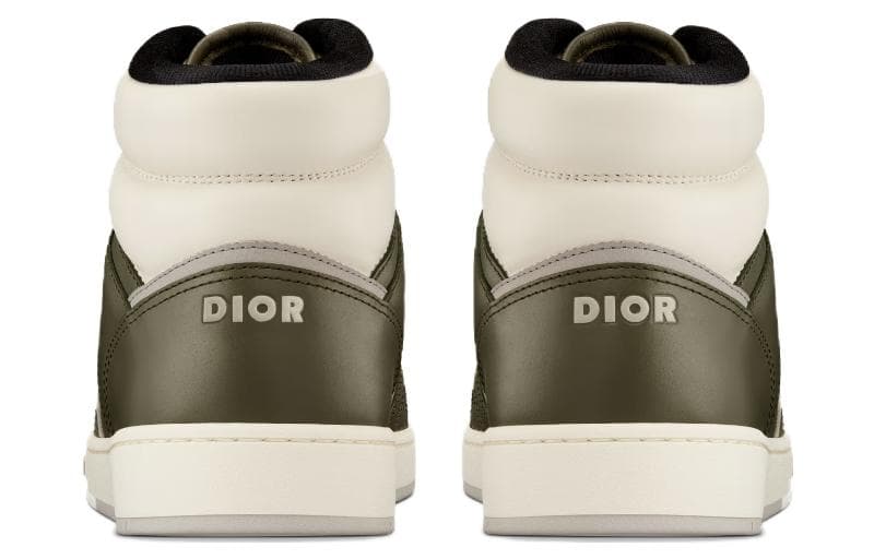 Гладкая телячья кожа DIOR B27 оливкового и кремового цвета с жаккардом DIOR Oblique бежевого и черного цветов