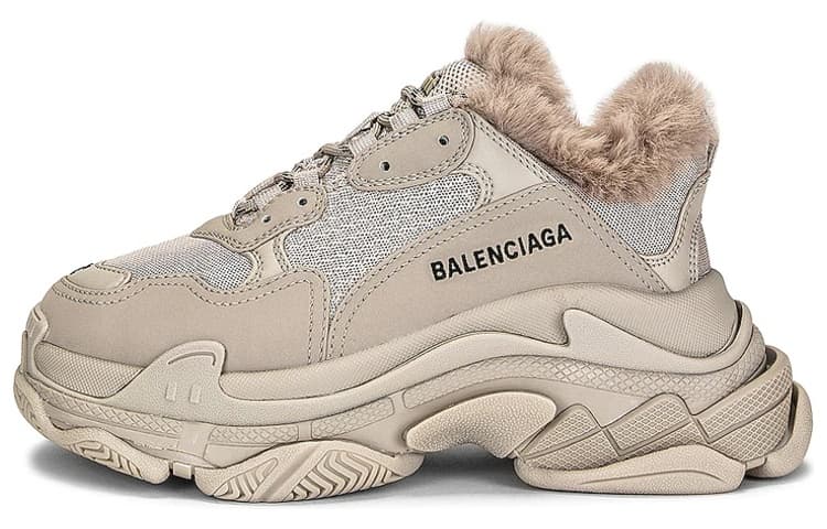 Balenciaga Triple S Fake Fur Beige Women's