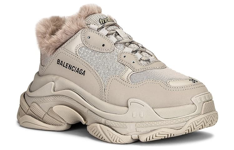 Balenciaga Triple S Искусственный Мех Бежевые Женские