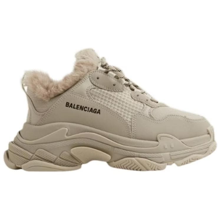 Balenciaga Triple S Искусственный Мех Бежевые Женские