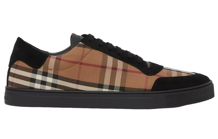 Кроссовки Burberry Vintage Check из хлопка и замши Березово-коричневый Черный