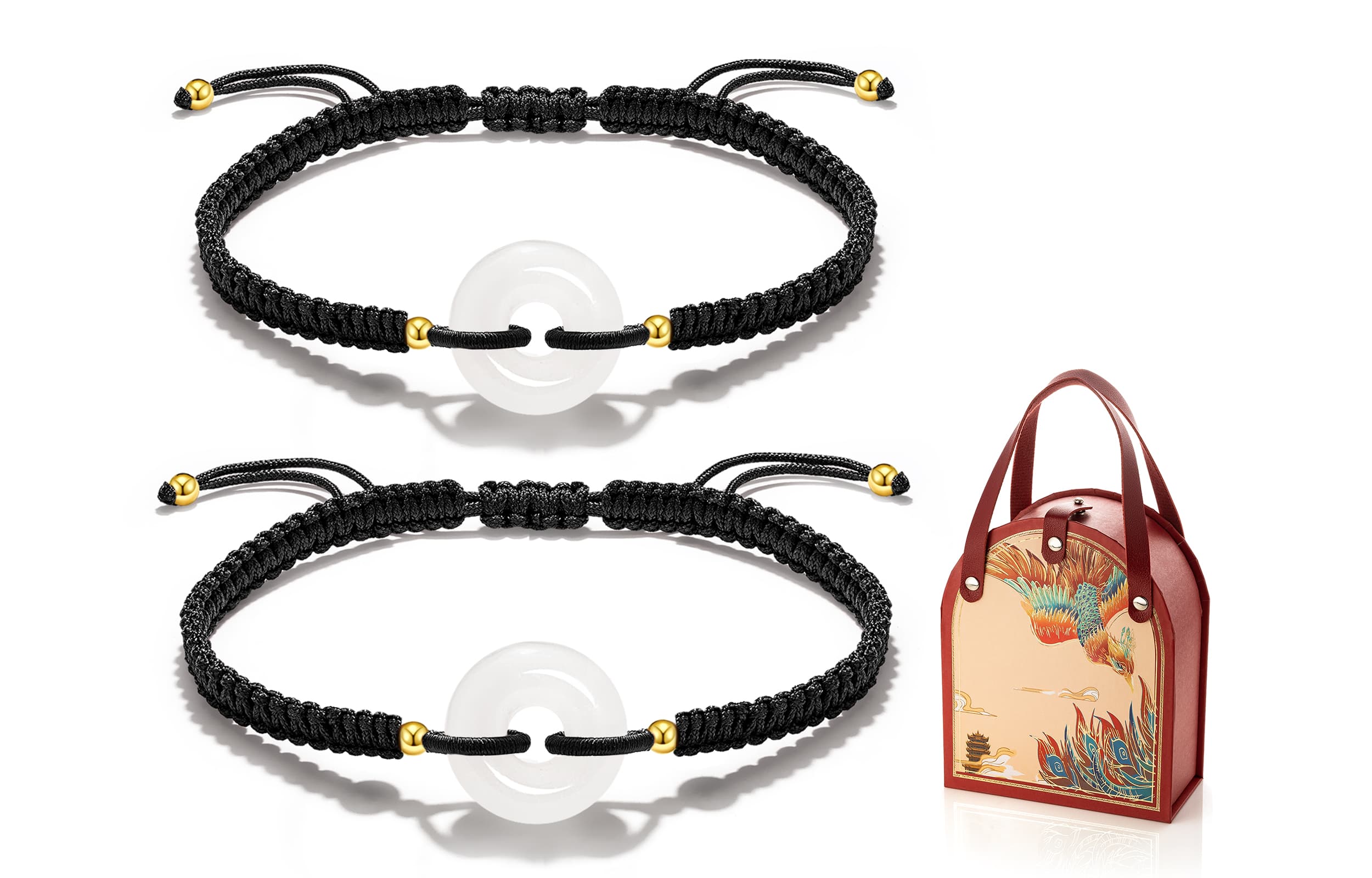 Браслеты Jodie&Kevin из халцедона унисекс, черный шнур