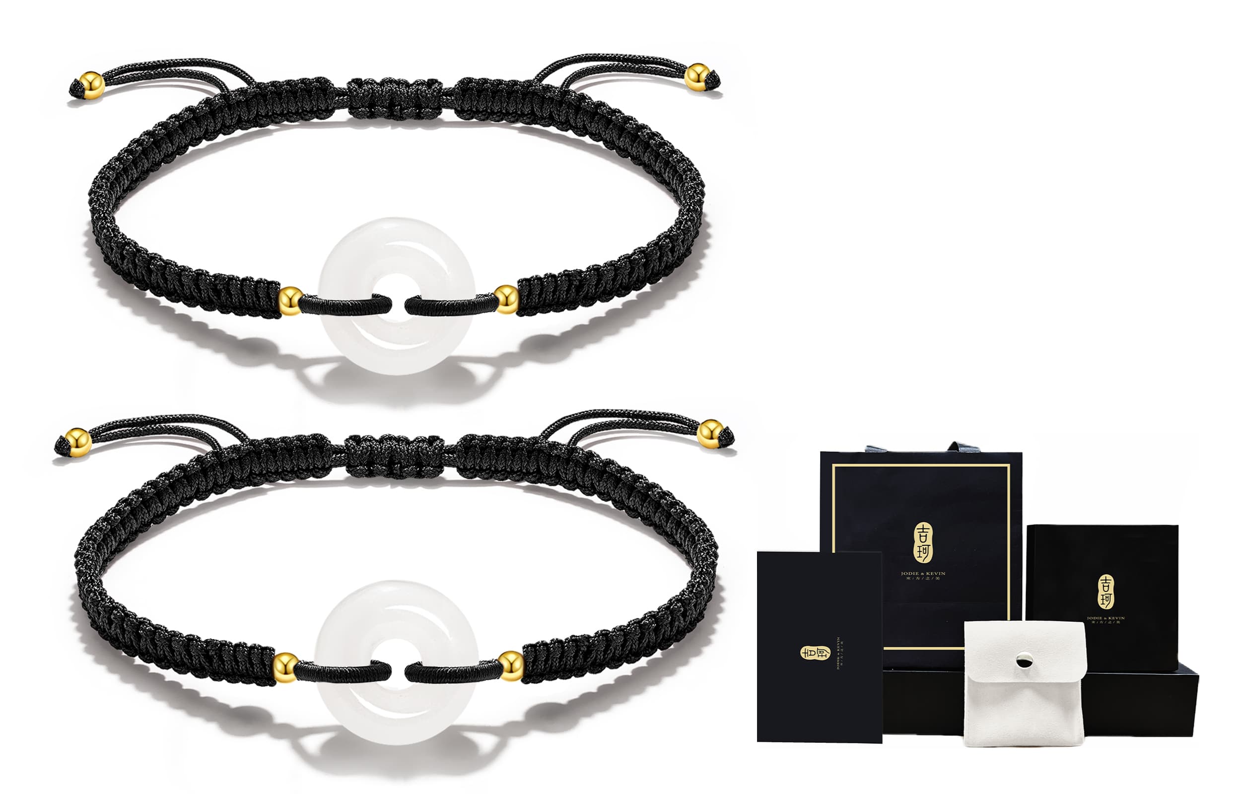 Браслеты Jodie&Kevin из халцедона унисекс, черный шнур