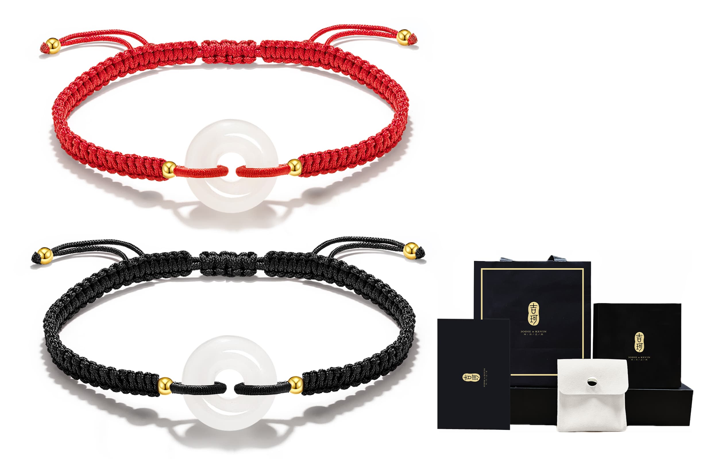Браслеты Jodie&Kevin из халцедона унисекс, черный шнур