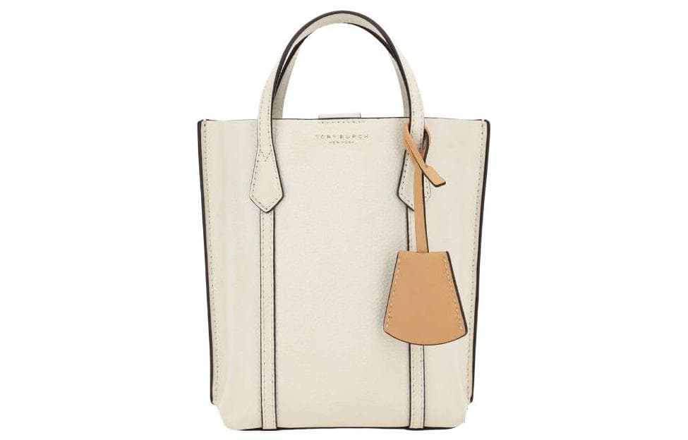 TORY BURCH Perry Embossed Leather Tote Bag Shopping Bag Shoulder Bag Crossbody Bag Handbag Mini Women's Ivory White