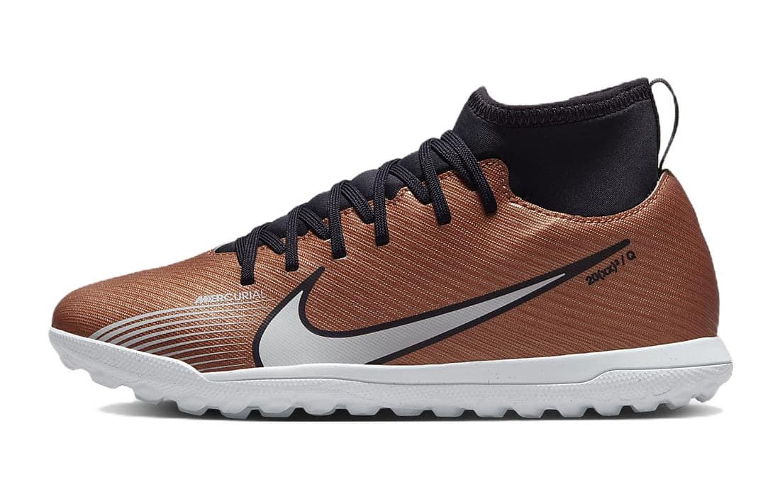 Nike Slip Resistant Shock Absorbers With Abrasion Resistant Properties Mid Top Kids' Soccer Shoes Metal Copper Kids'