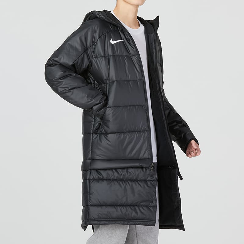 Длинный пуховик Nike Sport Casual с капюшоном, черный