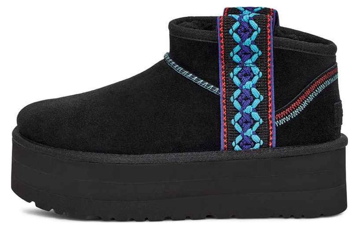 UGG Classic Ultra Mini Braid Platform Boot Black Women's