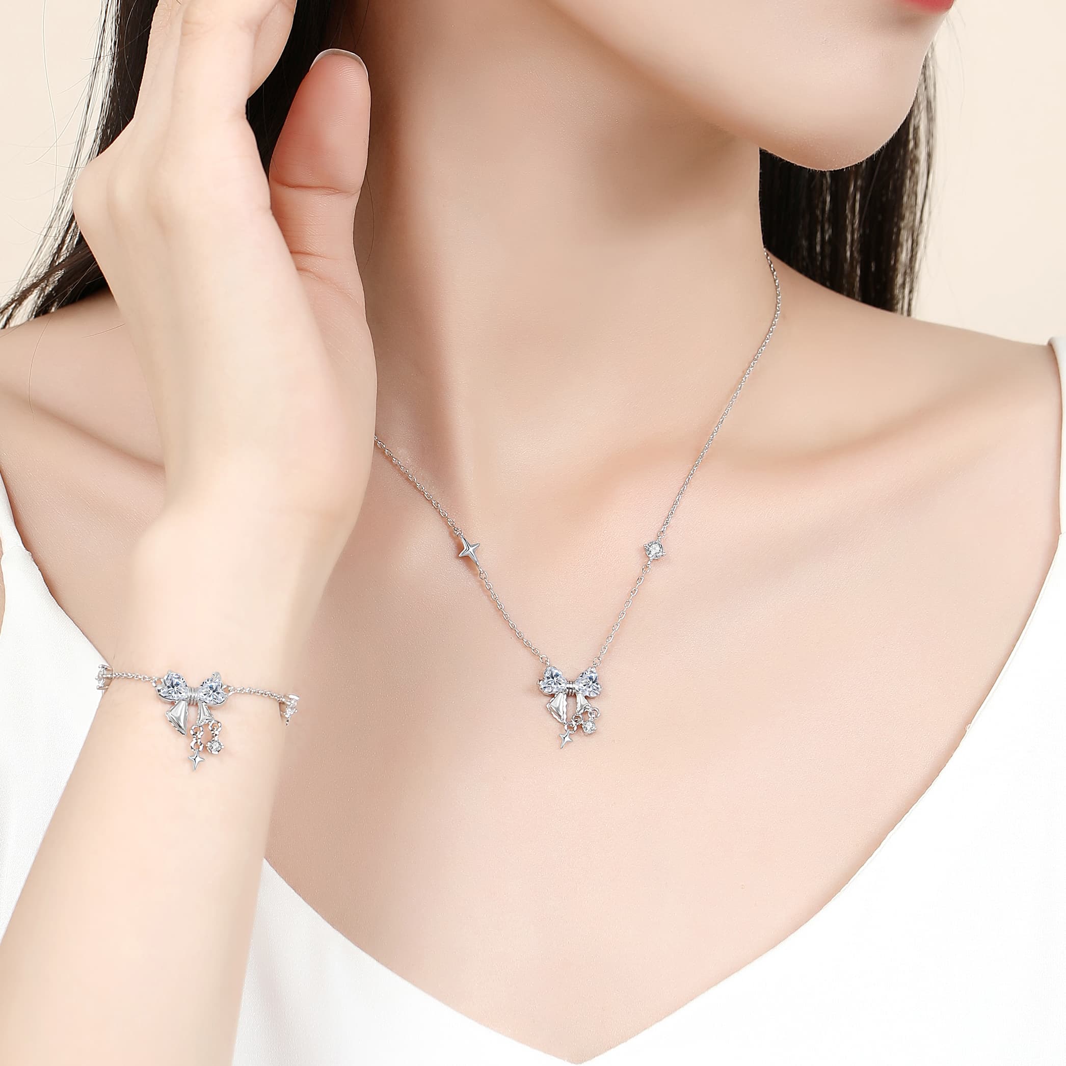 Love Link S925 Серебряные ожерелья женские серебристо-белые