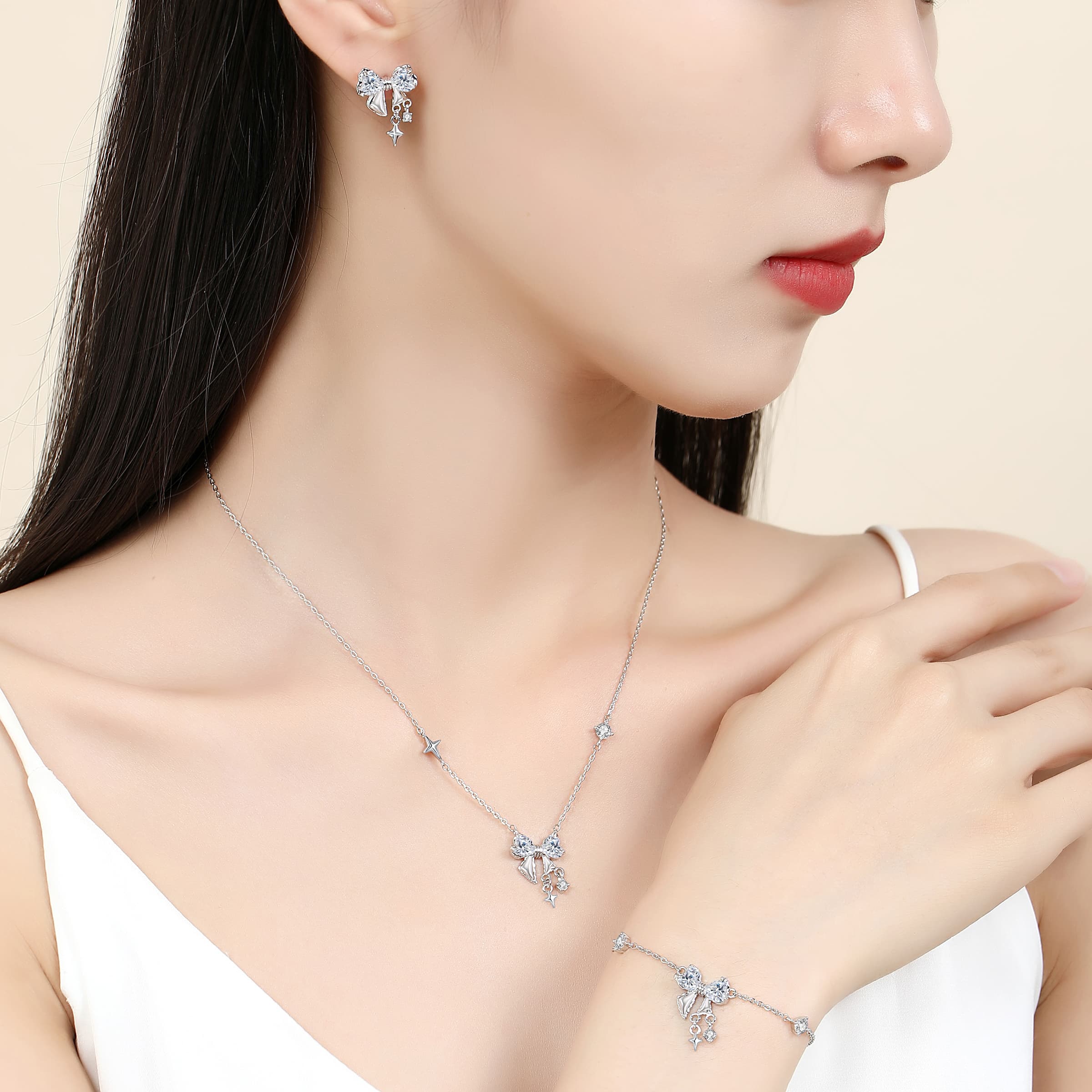 Love Link S925 Серебряные ожерелья женские серебристо-белые