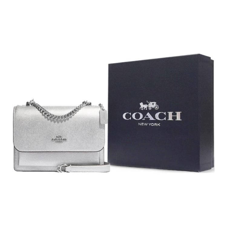 Кожаная сумка через плечо COACH Klare, сумка через плечо, маленькая женская, металлическое серебро