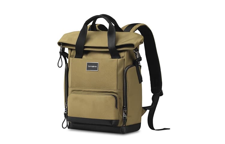 SAMSONITE Рюкзак из синтетической кожи из микрофибры унисекс, черный/хаки