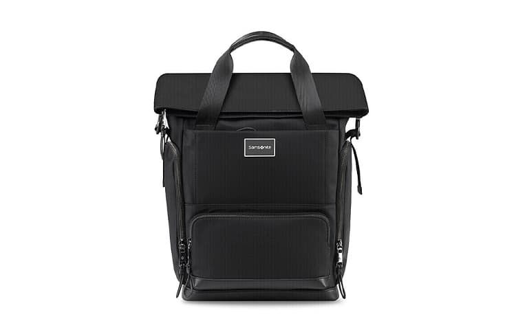 SAMSONITE Microfiber Synthetic Leather Backpack Unisex Black/Khaki