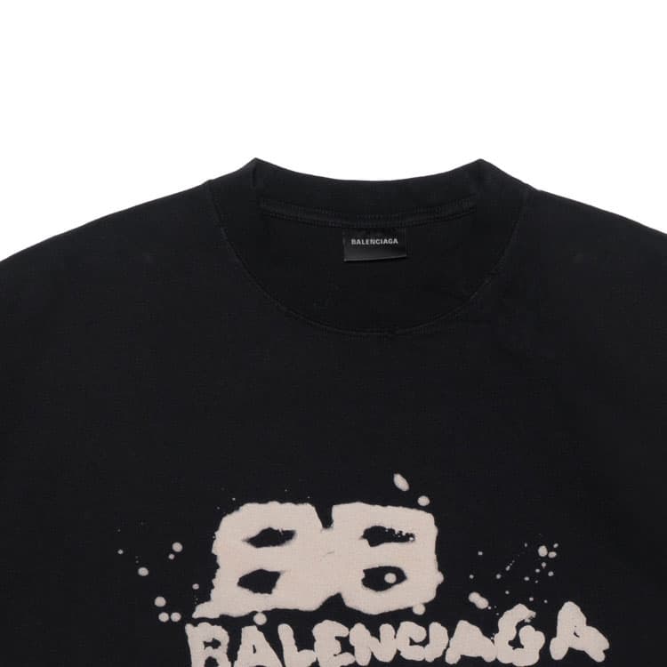 Balenciaga Мужская винтажная футболка с рисунком BB Icon средней посадки, черная/бежевая