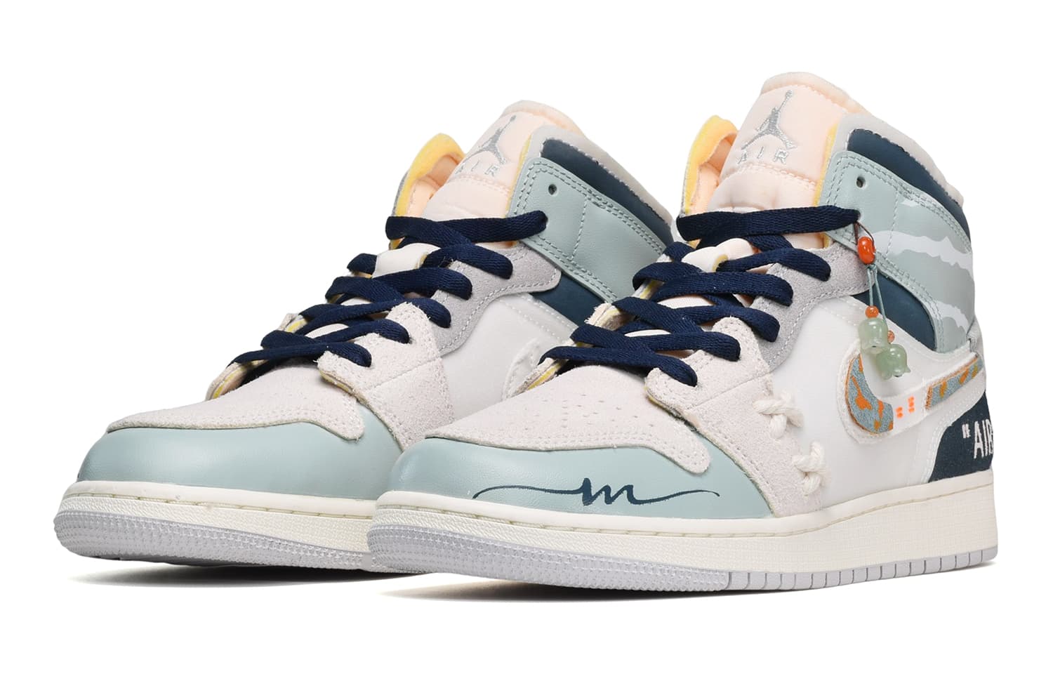 Jordan Air Jordan 1 Винтажные баскетбольные кроссовки среднего размера с высоким берцем GS Серый Белый Синий