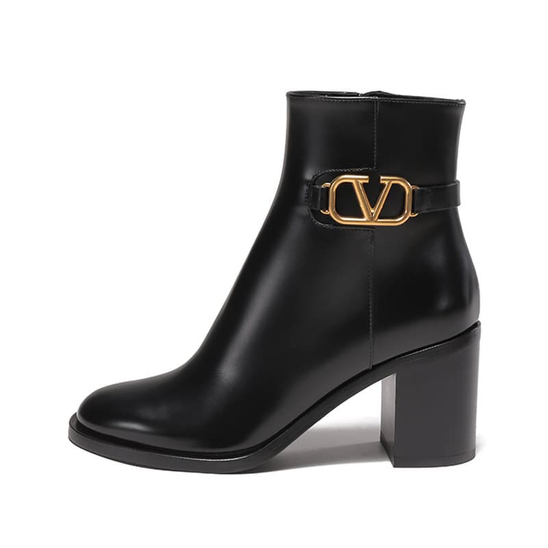 Valentino VLogo Plaque Heeled Ankle Boots Women's