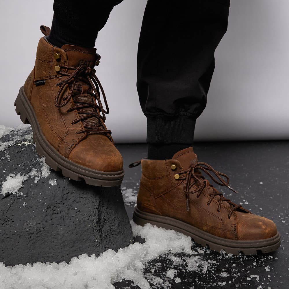 Нескользящие уличные ботинки CAT Modulate WP Collection до щиколотки, мужские коричневые