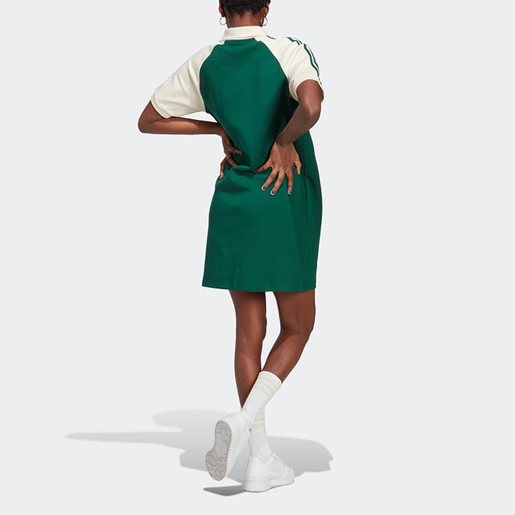 Adidas Originals Платья с короткими рукавами женские темно-зеленые