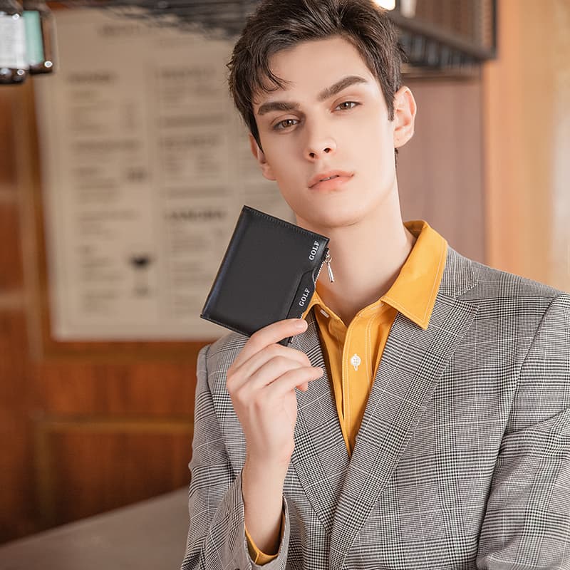 GOLF Top Grain коровья кожа, чехол для водительских прав из натуральной кожи, визитница, кошелек-трубы, мужские черные