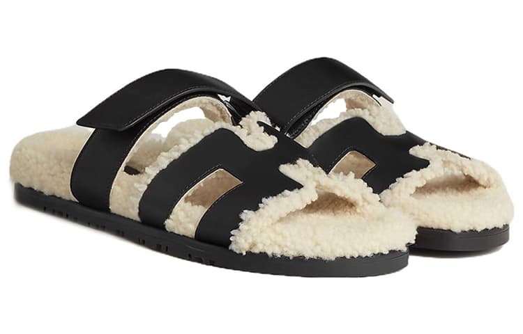 HERMES Шипр Шерлинг Нуар/Экрю Женская телячья кожа