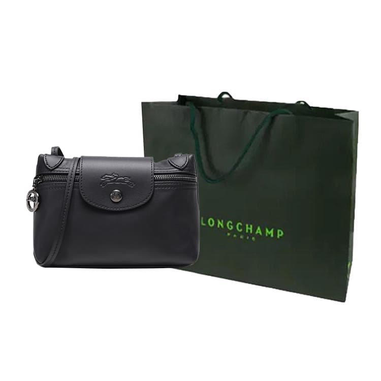 Кожаная сумка через плечо LONGCHAMP Le Pliage, сумка через плечо женская, черная