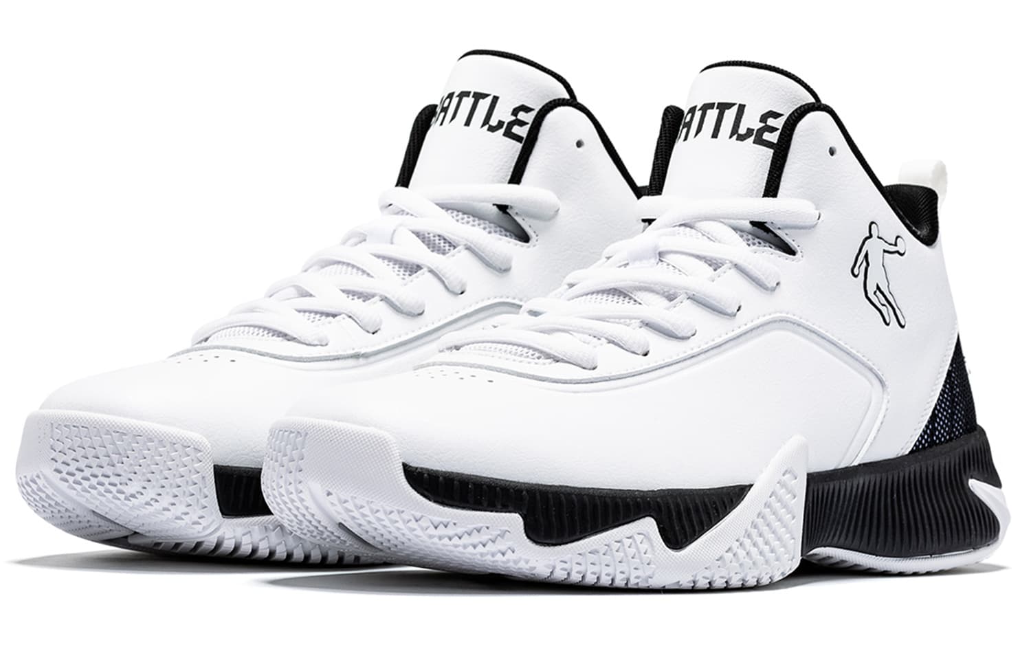 QIAODAN Баскетбольные кроссовки мужские средней высоты Черный Белый