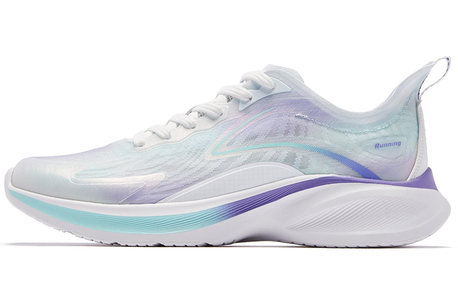 QIAODAN Light Speed 2.0Plus Cushioning And Breathable Low top Sprint Running Shoes Men's White Purple