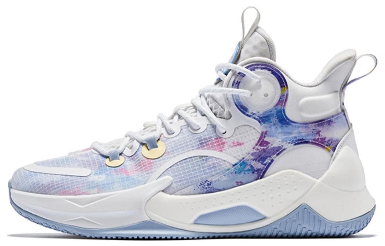 QIAODAN Busters 3Elite Abrasion Resistant Breathable High top Basketball Shoes Men's White Smoke Rain Blue