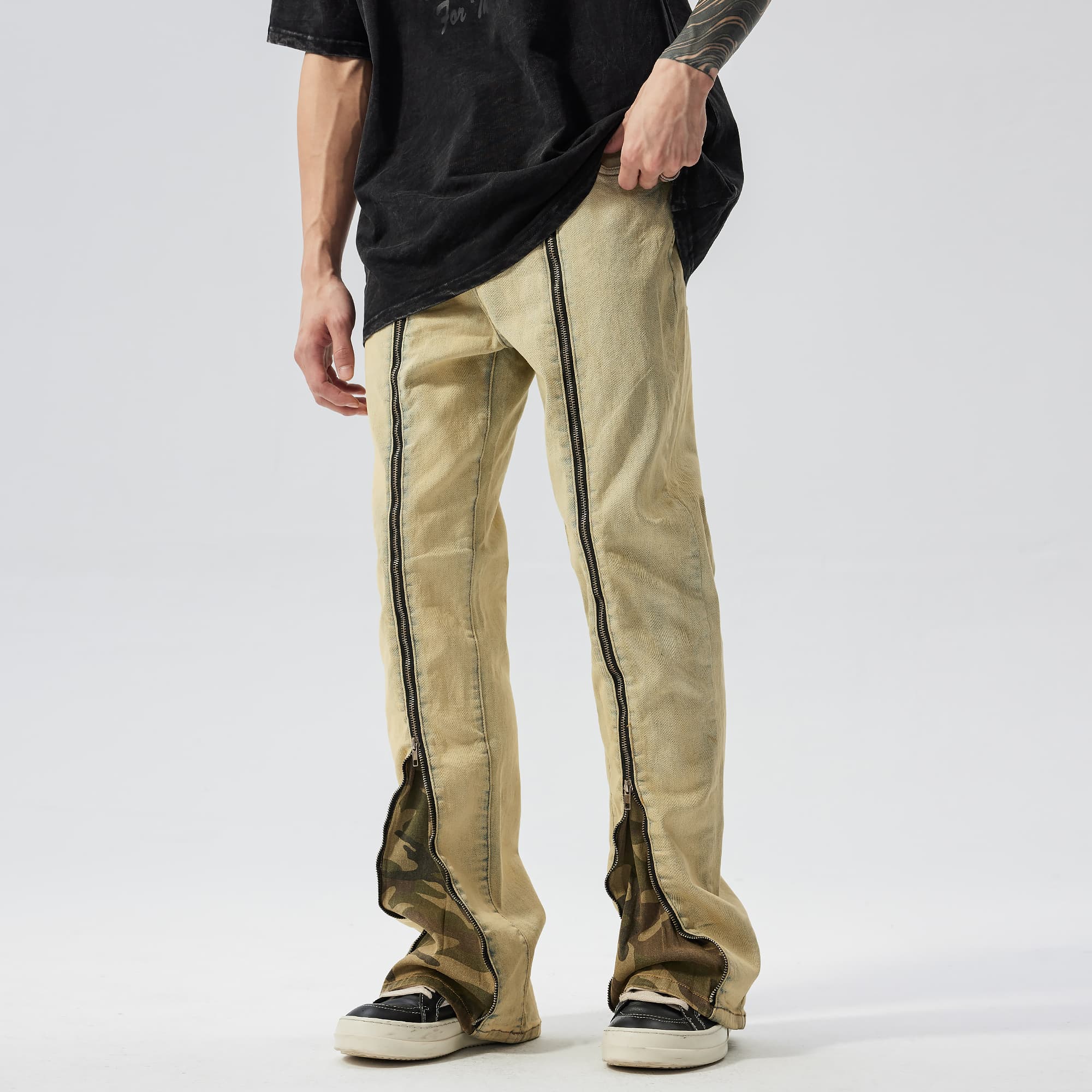 Джинсы XINYINSU унисекс, желтые, грязевые