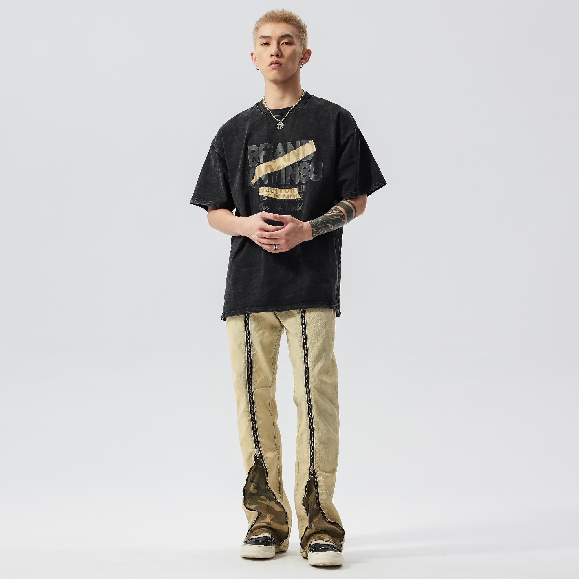 Джинсы XINYINSU унисекс, желтые, грязевые