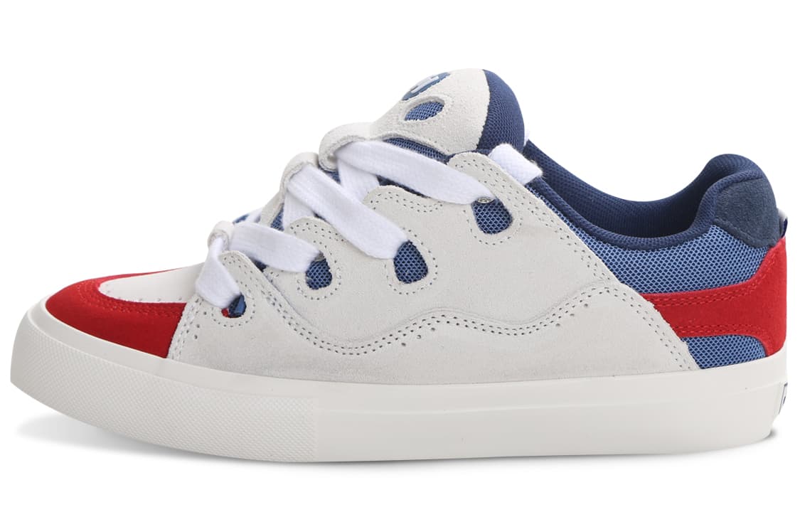 Ollieskate Slip Resistant Abrasion Resistant Skateboard Shoes Unisex White Red Blue