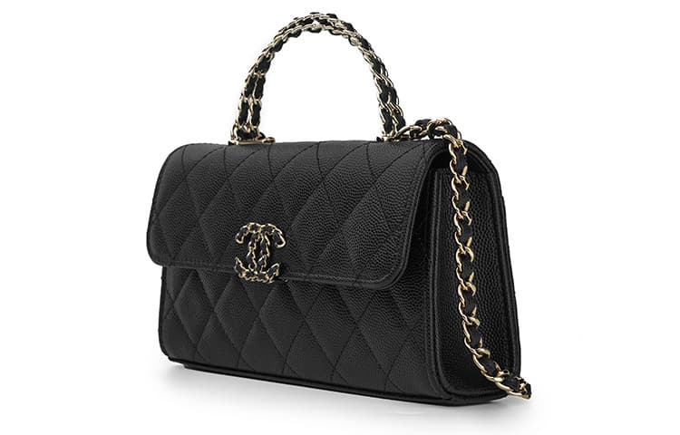 CHANEL Сумка с клапаном из коровьей кожи с тиснением под зерно, сумка через плечо, сумка через плечо, женская сумка черного цвета