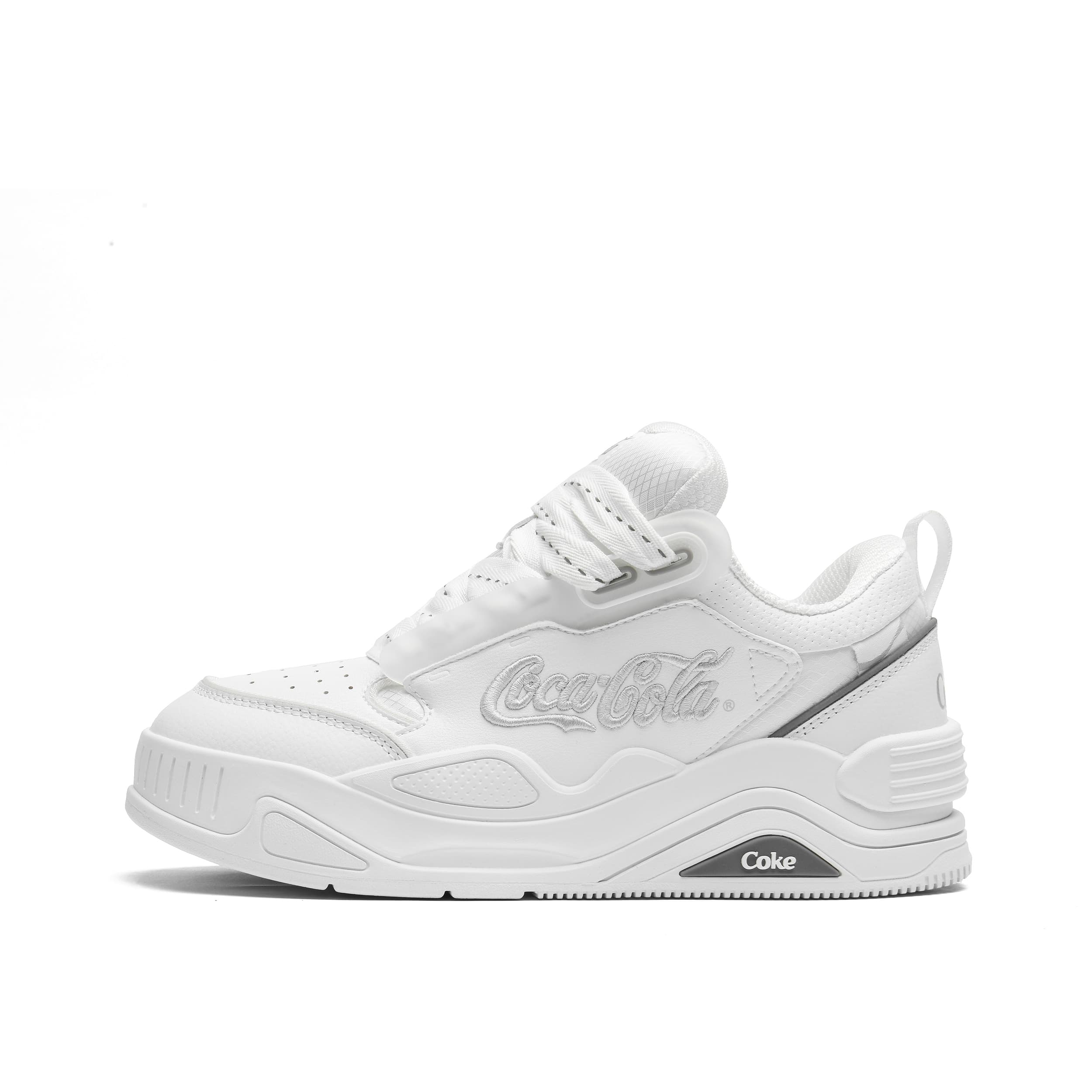 Coca Cola Puffy Shoes Low top Stylish Skateboarding Shoes Unisex White