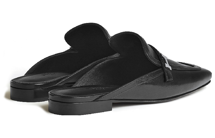 HERMES Groupie Женские тапочки с закрытым носком, черные