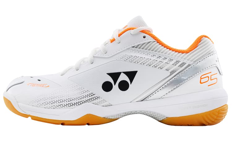 YONEX 65 3 Low-Top Badminton Shoes Unisex White Silver Orange Loose Fit