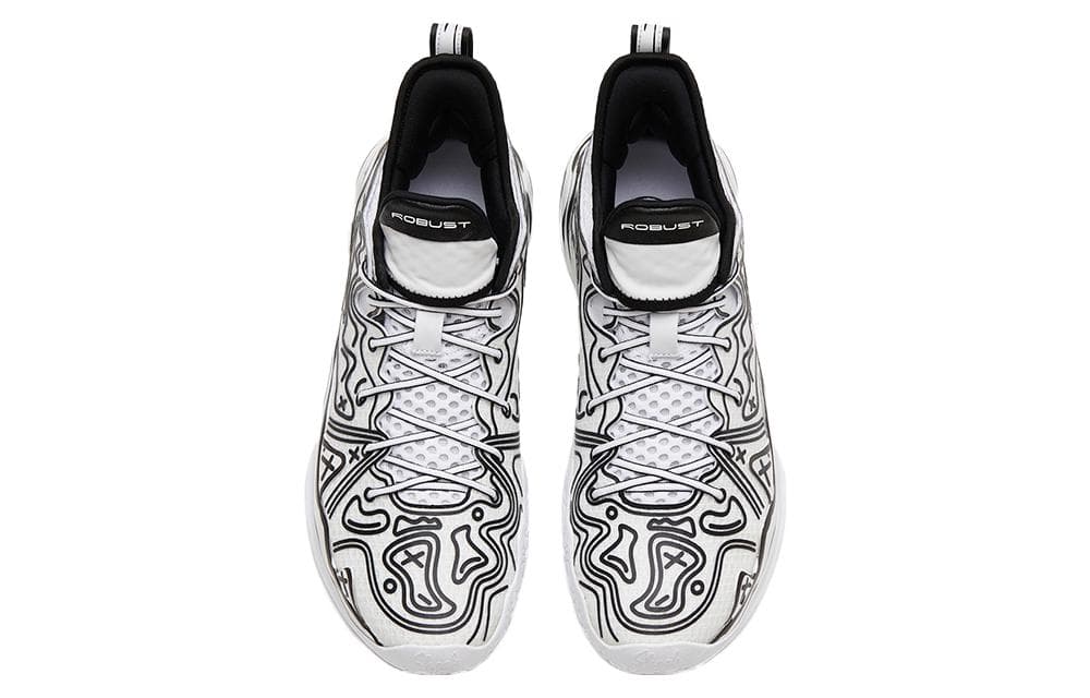 Anta Frenzy 4 Pro Противоскользящие и износостойкие баскетбольные кроссовки со средним верхом в стиле аниме, черный, белый цвет