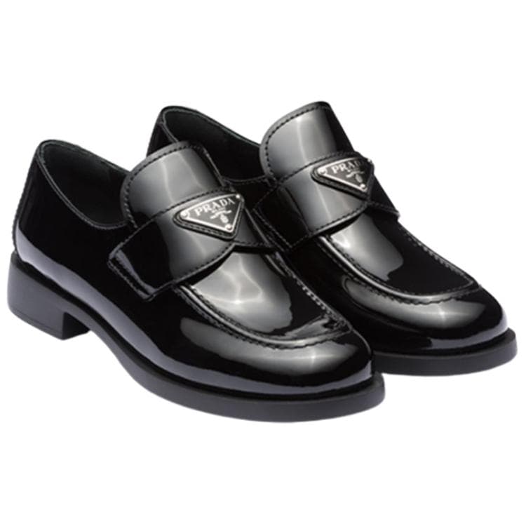 Лакированные лоферы PRADA, черные, женские