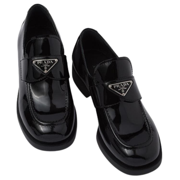 Лакированные лоферы PRADA, черные, женские