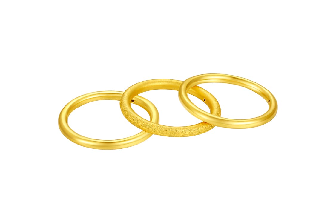 ZHOU LIU FU Eternal Love Plain Band 3D Кольца из твердого золота с фиксированной ценой унисекс